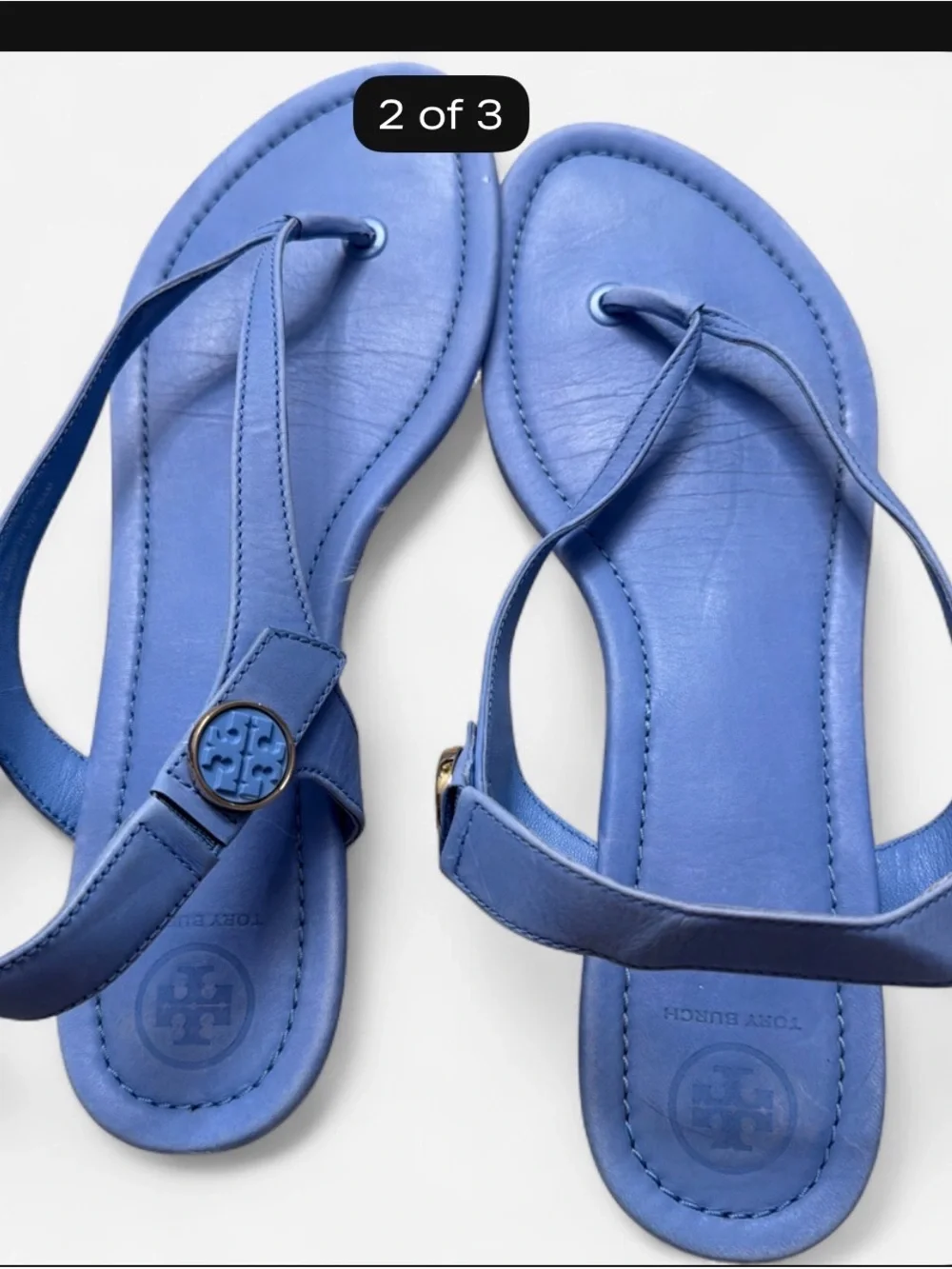 Tory Burch Periwinkle Leather T-Strap Sandals